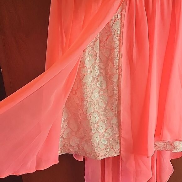 Hot Pink B. DARLIN Shear & Lacy Short Dress - Picture 4 of 10